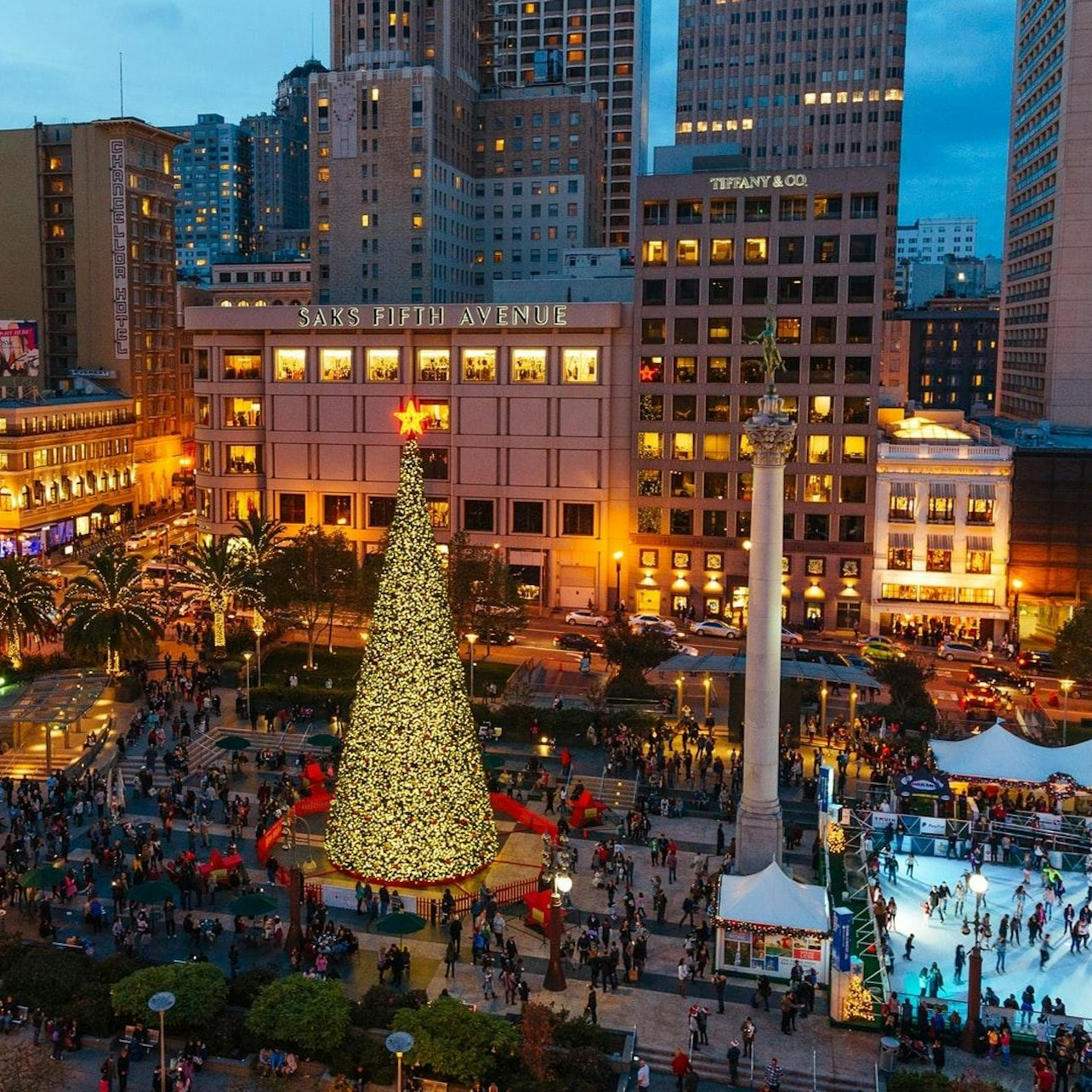 Experience the charm of San Francisco's holiday lights from the grand Christmas tree in Union Square to the bustling crowds enjoying seasonal displays and festive cheer around every corner.